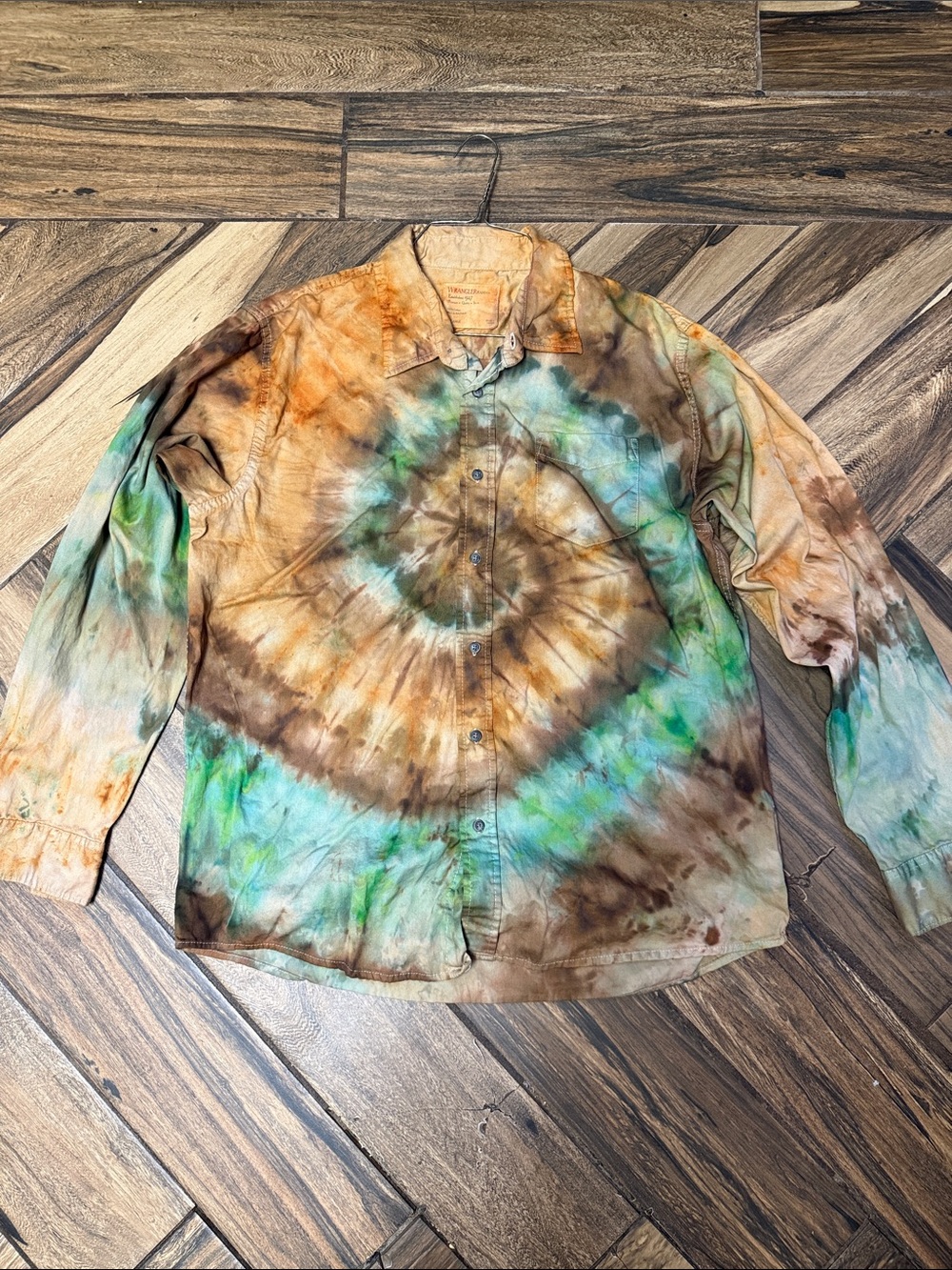 Wrangler Tie-Dye Workshirt Jacket - Green & Brown & Orange